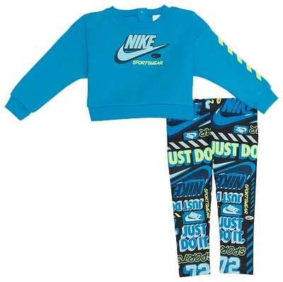 Nike Girls Nike Crew & Leggings Set - Girls' Infant Black/Blue Size 24MO