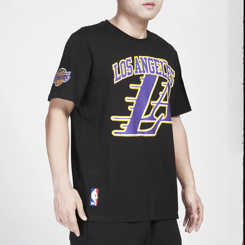 Pro Standard Mens Lakers Crackle SJ T-Shirt - Black