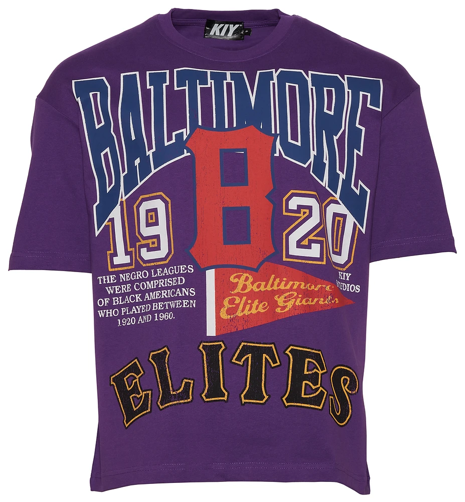 BY KIY Mens NLBM Baltimore Elites T-Shirt - Purple/Multi