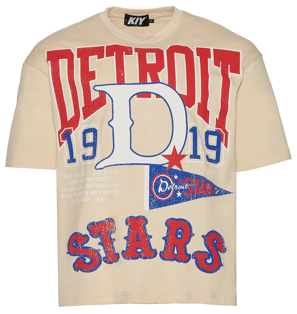 BY KIY Mens NLBM Detroit Stars T-Shirt - Orange/Multi