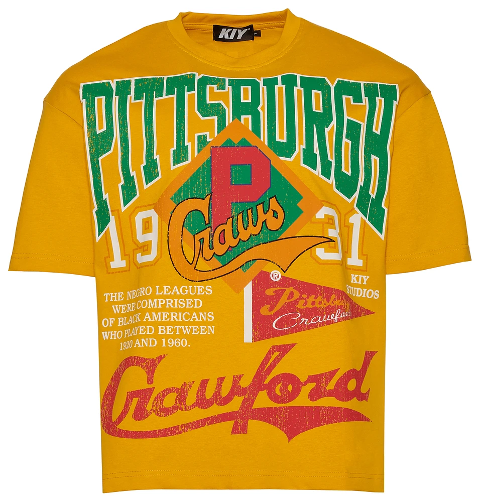 BY KIY Mens NLBM Pittsburgh Crawfords T-Shirt - Yellow/Multi