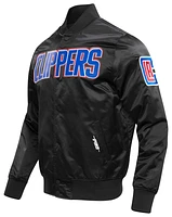 Pro Standard Mens Clippers Big Logo Satin Jacket - Black