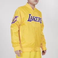 Pro Standard Mens Lakers Big Logo Satin Jacket - Gold