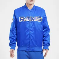 Pro Standard Mens Rams Big Logo Satin Jacket - Blue