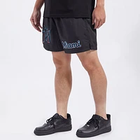 Pro Standard Mens Miami Marlins Dbl Logo Woven Short - Black/Black