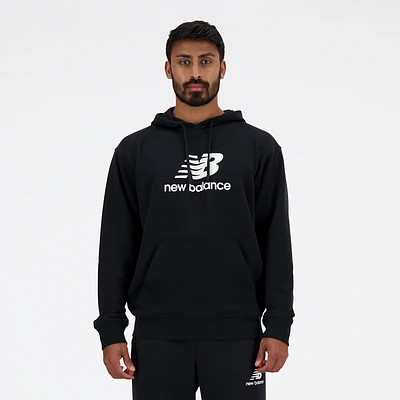 New Balance Mens French Terry Stacked Logo Pullover Hoodie