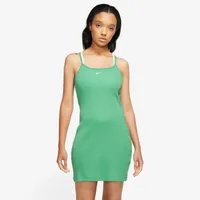 Nike Womens Nike Essential Rib Dress - Womens Spring Green/White Size XS