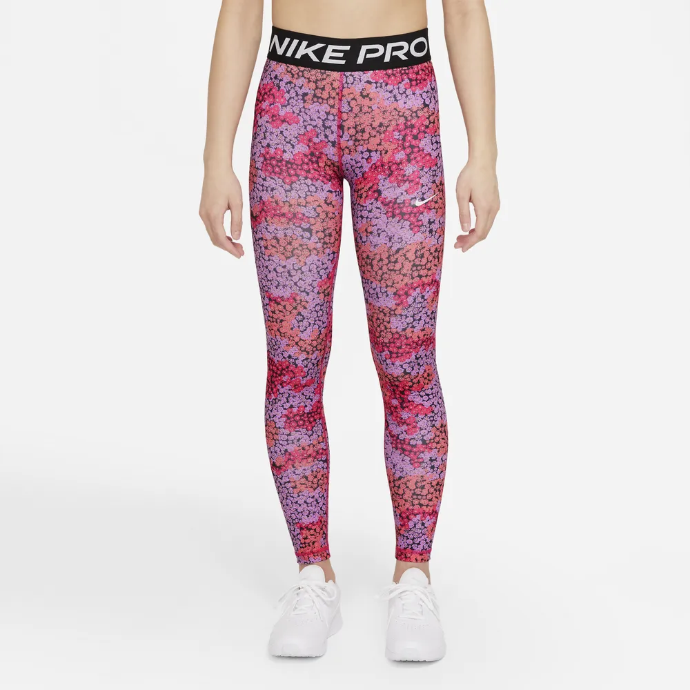 New Women's Large Nike One Icon Clash Pink Mid Rise Printed Leggings
