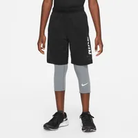 Nike Boys Dri-FIT 3 Quarters Tights - Boys' Grade School White/Carbon Heather