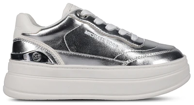 Michael Kors Girls Michael Kors Hayes - Girls' Grade School Shoes Silver Tumbled Metal/White Nappa Size 03.0