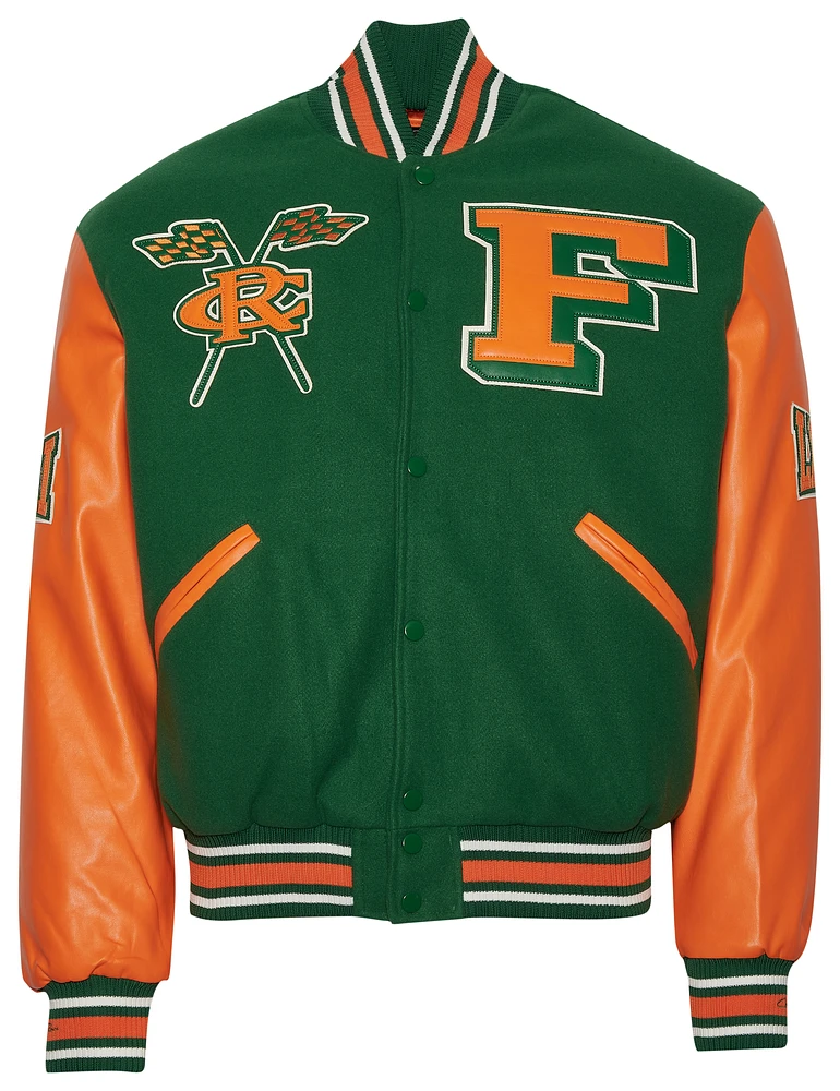 Campus Remix Mens Florida A&M University Varsity Jacket - Green/Orange