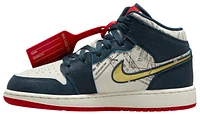 Jordan Boys Air 1 Mid SE Travel - Boys' Grade School Shoes Armory Navy/Metallic Gold/Pale Ivory