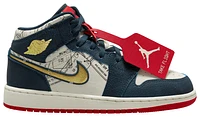 Jordan Boys Air 1 Mid SE Travel - Boys' Grade School Shoes Armory Navy/Metallic Gold/Pale Ivory