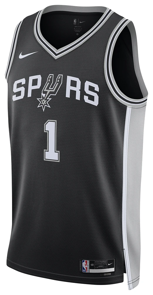 Nike Mens Victor Wembanyama Spurs Dri-FIT Swingman Jersey - Black/White