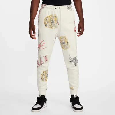 Jordan Mens Essential Printed Fleece Pants - Sail/Black