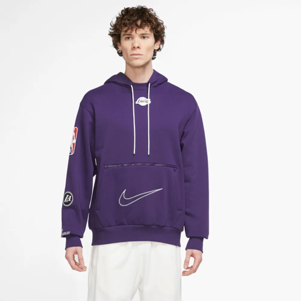 Men's Los Angeles Lakers Nike Cream Courtside Heavyweight Pullover