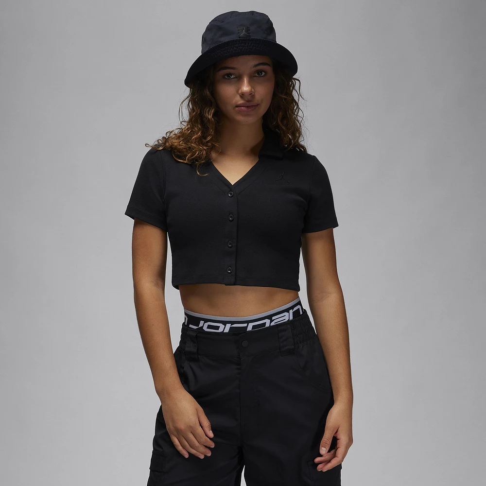 Jordan Womens Knit Solid Short Sleeve Top - Black/Black