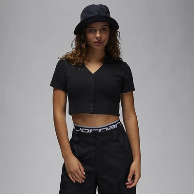 Jordan Womens Knit Solid Short Sleeve Top - Black/Black