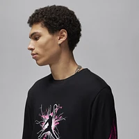 Jordan Mens Jordan Sport Long Sleeve Dri-FIT GFX Crew - Mens Black/Hyper Pink/Black Size M