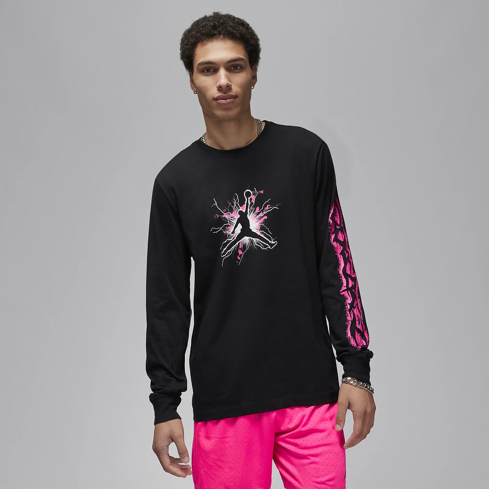 Jordan Mens Jordan Sport Long Sleeve Dri-FIT GFX Crew - Mens Black/Hyper Pink/Black Size M