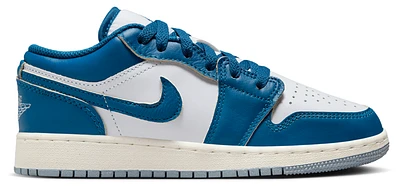 Jordan Boys AJ 1 Low SE - Boys' Grade School Shoes White/Tan/Blue