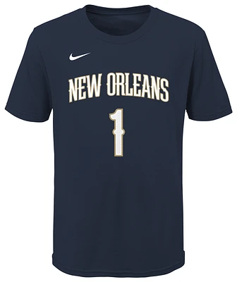 Nike Boys Zion Williamson Nike Pelicans Player Name & Number T-Shirt - Boys' Grade School Navy/Navy Size XL