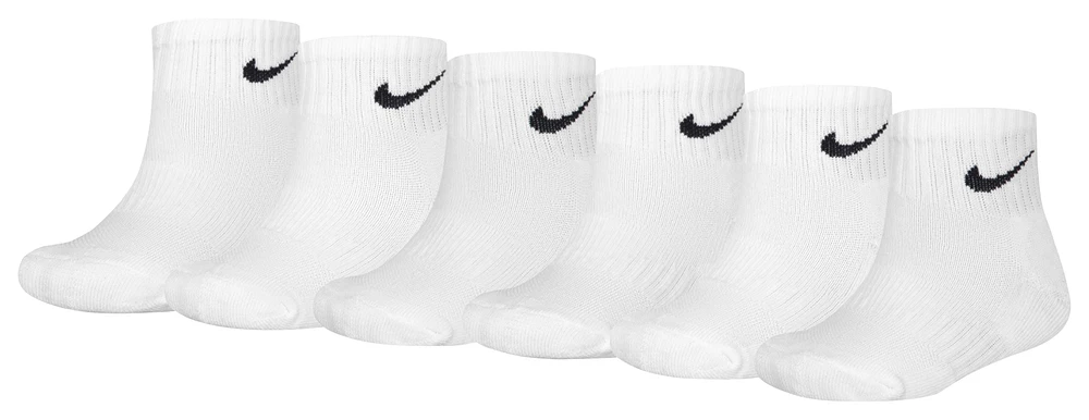 Nike Boys Nike Quarter Socks 6 Pack GSB - Boys' Grade School White/Black Size XS