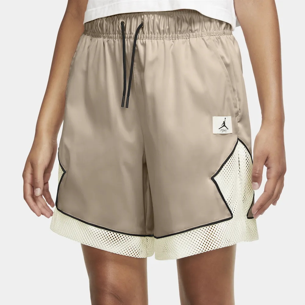 Jordan Womens Jordan Essential Diamond Shorts - Womens Sanddrift/Black Size XL