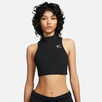 Nike Womens Air Dri-FIT Swoosh Mock Zip Bra - Black/White