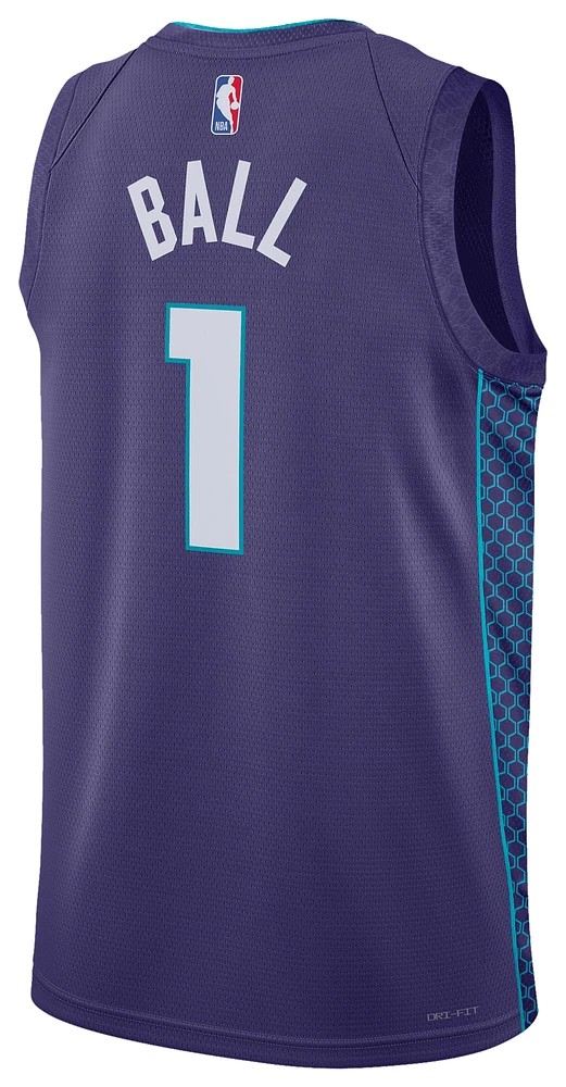Nike Mens Lamelo Ball Nike Hornets Swingman Jersey - Mens White/Purple Size XXL