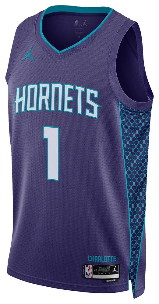 Nike Mens Lamelo Ball Nike Hornets Swingman Jersey - Mens White/Purple Size XXL