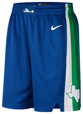 Nike Mens Mavericks City Edition Swingman Shorts - White/Blue