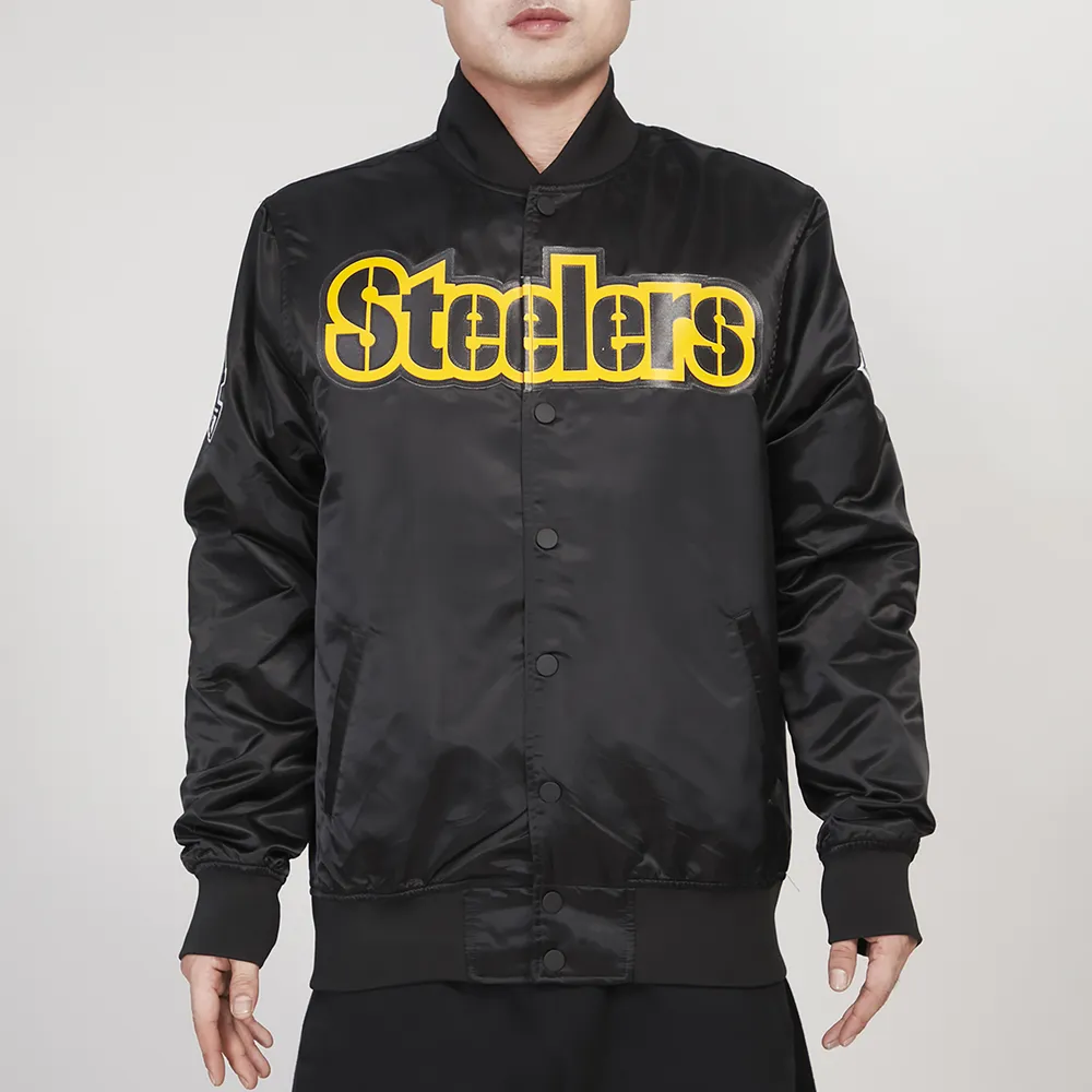 Pro Standard Mens Pro Standard Steelers Big Logo Satin Jacket - Mens Black Size S