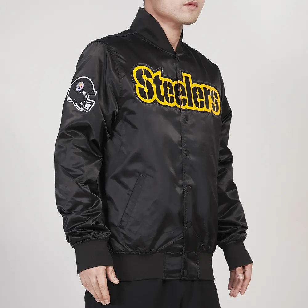 Pro Standard Mens Pro Standard Steelers Big Logo Satin Jacket - Mens Black Size S