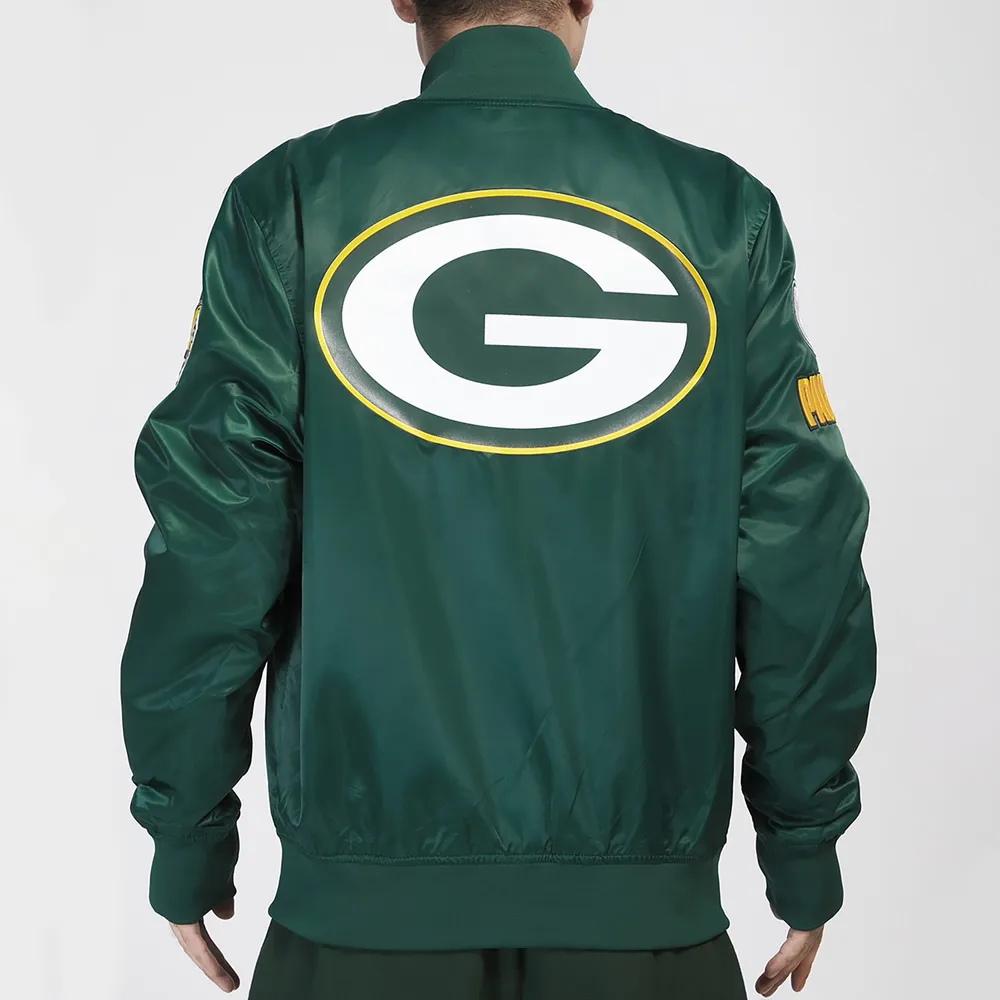 Pro Standard Mens Packers Big Logo Satin Jacket - Green