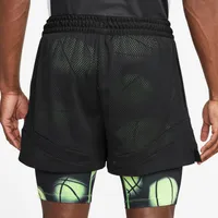 Nike Mens Ja Morant DF Icon 2IN1 4" Shorts - Lime Blast/Black