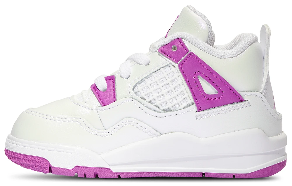 Jordan Girls Jordan Retro 4 Edge - Girls' Toddler Basketball Shoes White/Hyper Violet Size 07.0