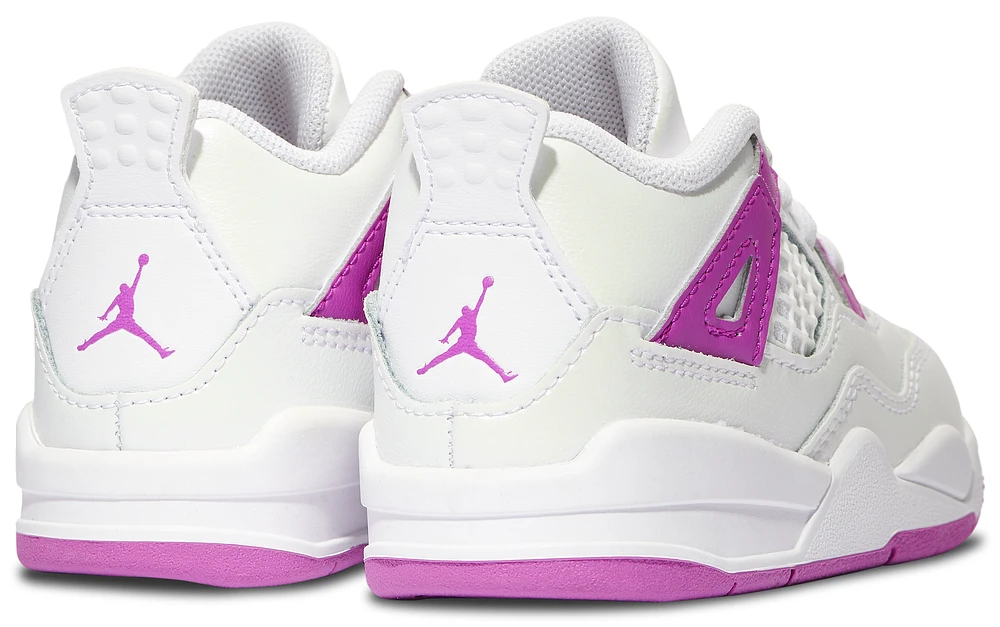 Jordan Girls Jordan Retro 4 Edge - Girls' Toddler Basketball Shoes White/Hyper Violet Size 07.0