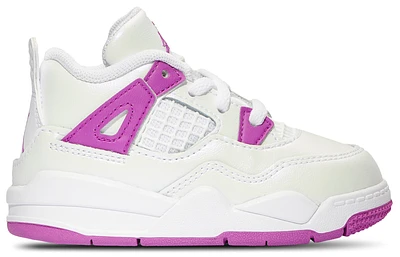 Jordan Girls Jordan Retro 4 Edge - Girls' Toddler Basketball Shoes White/Hyper Violet Size 07.0
