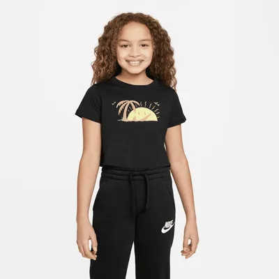 Nike Girls Nike Sun Swoosh T-Shirt - Girls' Grade School Black/White Size M
