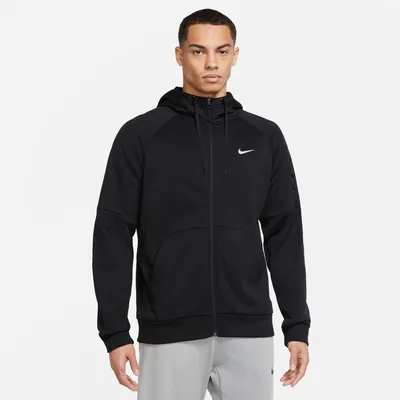 Nike Mens Therma Fleece Full-Zip Hoodie - White/Black/Black