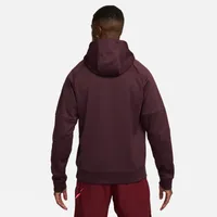 Nike Mens Nike Therma Fleece Pullover Swoosh Hoodie - Mens Night Maroon/Night Maroon/Rugged Orange Size M