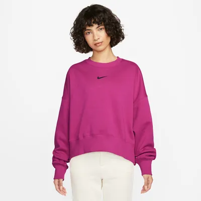 Nike Womens Nike NSW Style Fleece Crew OOS - Womens Fireberry/Black Size XL