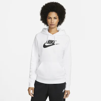 Nike Womens NSW Club Fleece GX Pullover Hoodie - White/Black