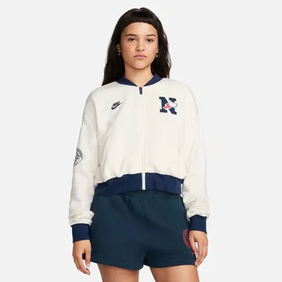 Nike Womens NSW Club Exeter 74 Cropped Jacket - Sail/Midnight Navy