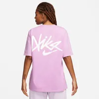 Nike Womens NSW Essential Phoenix Tag Up T-Shirt - Rush Fuchsia/White