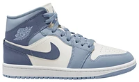 Jordan Womens Jordan AJ 1 Mid - Womens Basketball Shoes White/Blue Size 12.0