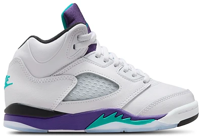 Jordan Boys Retro 5 OG - Boys' Preschool Shoes White/New Emerald/Grape