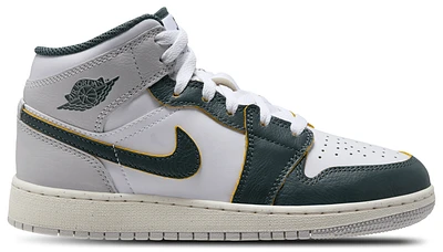 Jordan Boys AJ 1 Mid SE - Boys' Grade School Shoes White/Green