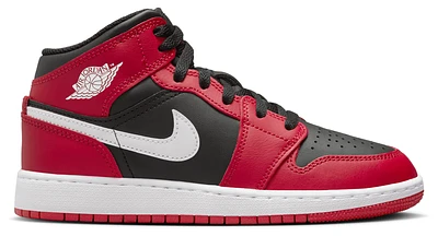 Jordan Boys Jordan AJ 1 Mid - Boys' Grade School Shoes Black/Red/White Size 04.5